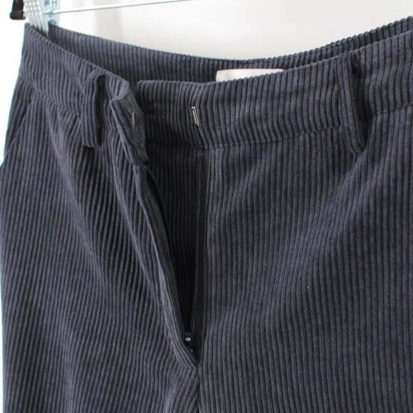 Anine Bing Jocelyn Corduroy Slit-Hem Pants S High Rise Trousers Navy Blue Small - Picture 4 of 9
